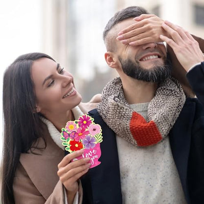 36 Set Valentines Day DIY Craft for Kids - Flower Card Making Kit with Greeting Cards Stickers Envelopes Set Gifts for Classroom School Activities - style: valentines
