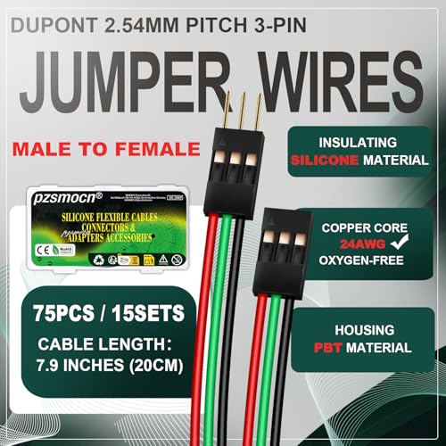 15 Sets / 75 Pcs for Dupont 2.54mm 3-Pin Male-Female Connector Kit - size: 3-Pin, style: Female to Male