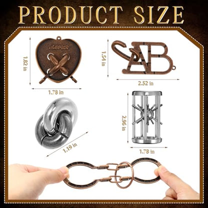 48 Pcs Metal Brain Teaser Puzzles Set for Adults, Classics Style - style: Classic Style