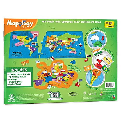 Imagimake Mapology World Map Puzzle - Includes Country Flags & Capitals | Fun Jigsaw Puzzle Kids Ages 5-8 | Educational Toys for Ages 8-13 | Geography Gifts for Girls & Boys 5, 6, 7, 8, 9, 10, 11, 12 - style: World with Capitals