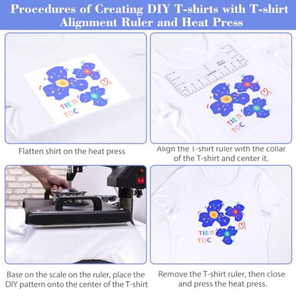 Tshirt Ruler Guide for Vinyl Alignment, T Shirt Rulers to Center Designs, PVC Measurement Template, Craft Sewing Supplies Accessories Tools for Cricut Heat Press & Cameo & HTV Transfer Vinyl - style: Tshirt Ruler-5-Balck