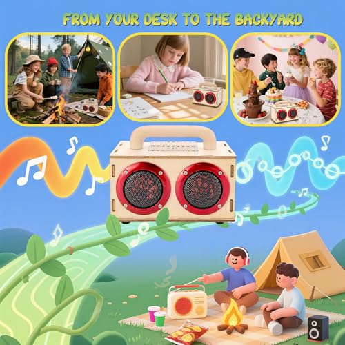 STEM Kit for Kids & Adults Age 8-12, Build Your Own Bluetooth Speaker - color: Red