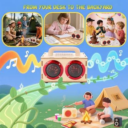 STEM Kit for Kids & Adults Age 8-12, Build Your Own Bluetooth Speaker - color: Red