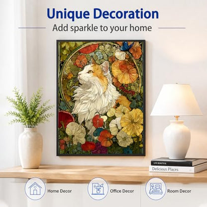 AUKELHJ Cat Diamond Art Kits for Adults, Diamond Painting, 12x16 Inch - color: 11-Cat, size: 12X16 inch