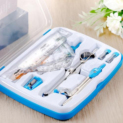 Mr. Pen 13 Piece Geometry Set with Shatterproof Storage Box, Blue - color: Blue