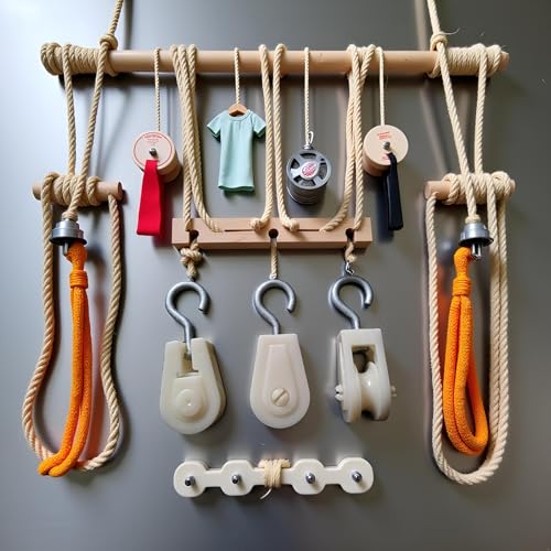 10Pcs White Mini Plastic Pulley Wheel, Lightweight Nylon Small Pulley Wire Rope Pulley Set Nylon Clothesline Pulley Kit for DIY Home School Cranes Pulley Frame Project，Pulley Blocks