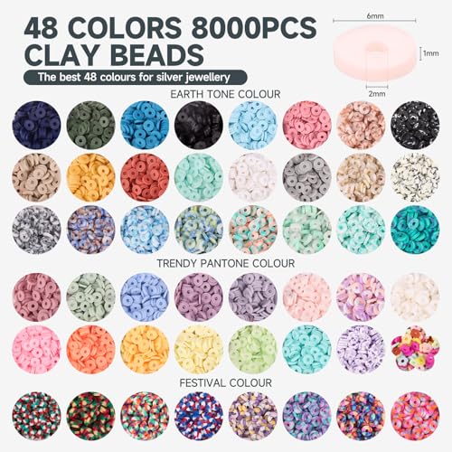 Pizooro 3 Boxes Clay Beads for Bracelet Making Friendship Bracelets Gifts - color: Silver