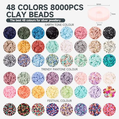 Pizooro 3 Boxes Clay Beads for Bracelet Making Friendship Bracelets Gifts - color: Silver