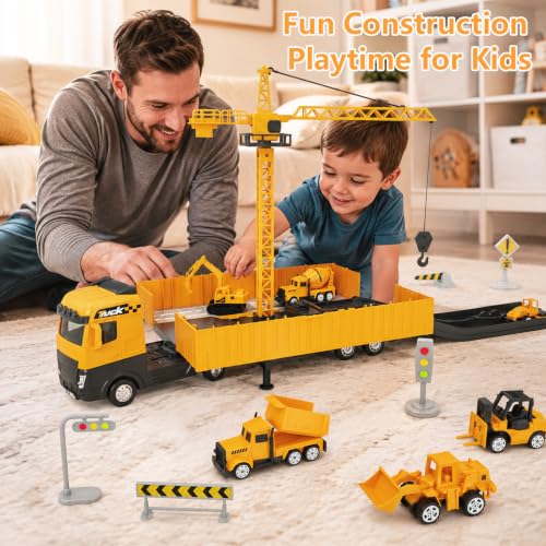 WEOLULU Construction Truck Toys Birthday Gift for 3-5 Year Old Boys - color: Yellow