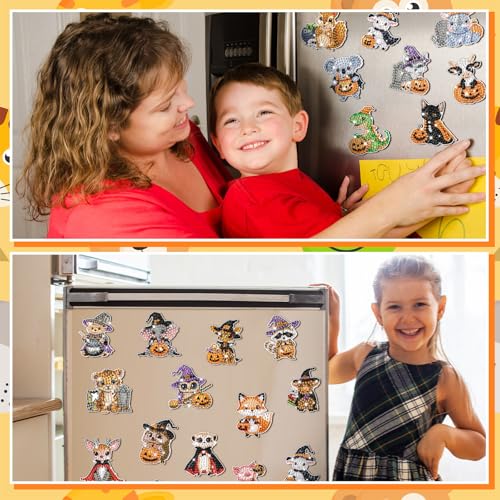 Xuhal 30 Pcs Halloween Diamond Painting Magnets Diamond Art Kits for Adults - color: Halloween