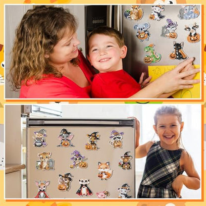 Xuhal 30 Pcs Halloween Diamond Painting Magnets Diamond Art Kits for Adults - color: Halloween
