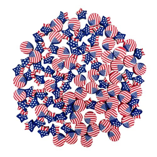 100 Pcs Patriotic Polymer Clay Beads 4th of July Mixed Heishi Spacer Beads Supplies for DIY Bracelet Earring Necklace Jewelry Making (American Flag) - color: American Flag