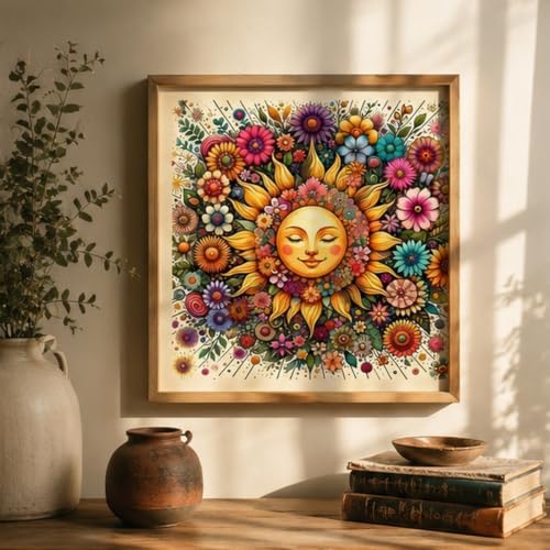CHWGLFGG 5D Sun Face Diamond Art Kits for Adults Beginners 13.8x13.8 Inch - color: KM1180-1