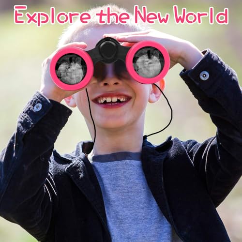 Scotamalone Kids Binoculars Shock Proof Toy Binoculars Set for Age 3-12 Years Old Boys Girls Bird Watching Educational Learning Hunting Hiking Birthday Presents - color: pink, size: one pc