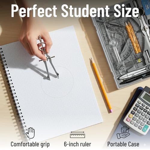Mr. Pen- Geometry Set, 15 pcs, Black, 6 Inch Swing Arm Protractor, Divider - color: Black