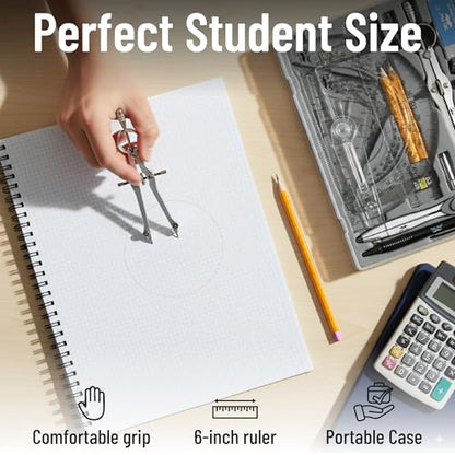 Mr. Pen- Geometry Set, 15 pcs, Black, 6 Inch Swing Arm Protractor, Divider - color: Black