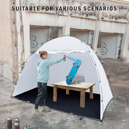Siebwin 10x6x6.5ft Spray Paint Tent, Mesh Screen & Windproof Hooks, White - color: White, size: 10 ft x 6 ft x 6.5 ft