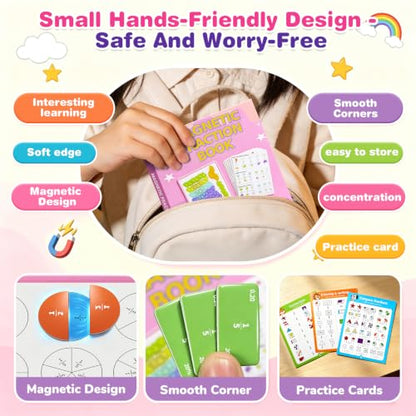 homicozy Magnetic Fraction Playbook for Kids 6-12, Visual Fraction Tiles - color: Pink