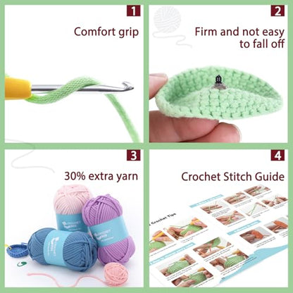 CrochetBox Highland Cow and Frog Crochet Kit for Beginners, 2 PCS Set - color: 2 PCS Highland Cow and Frog