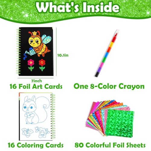 FUNNYB&G Foil Art Craft Kit for Kids, Sparkly Birthday Gift Toy for Kids - style: Going Green