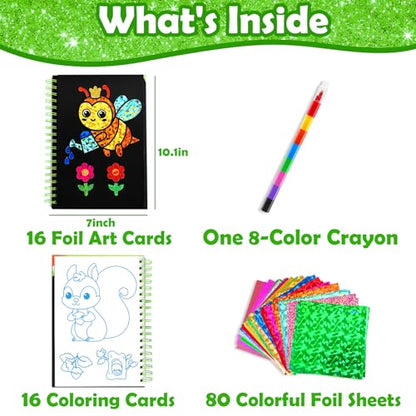 FUNNYB&G Foil Art Craft Kit for Kids, Sparkly Birthday Gift Toy for Kids - style: Going Green