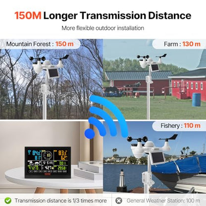 VEVOR YT60234 WiFi Weather Station 7-in-1 Weather Stations Indoor Outdoor - style: 7-in-1 WiFi Weather Station