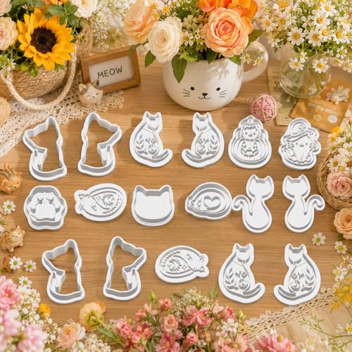13 Pcs Black Cat Halloween Polymer Clay Cutters Set - Spooky Cat Silhouette & Imprint Cutters for Polymer Clay Jewelry Making, Gift for Cat Lovers, Friends & Family - color: Black cat-2026