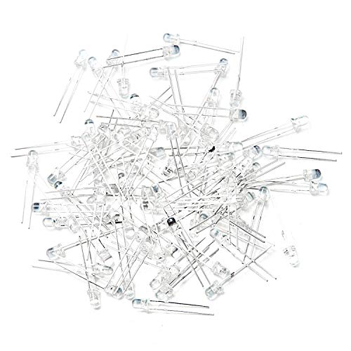 CHANZON 100 pcs 3mm Red LED Diode Lights (DC 2V 20mA) - color: C) Red, size: 3mm Round Top