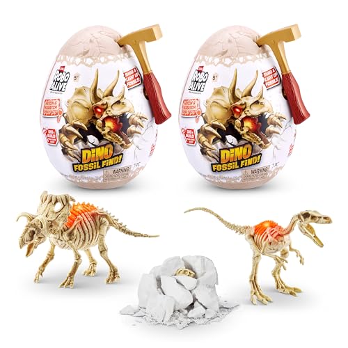 Robo Alive Mini Dino Fossil Find (2 Pack, Troodon & Kosmoceratops) by ZURU Boys 5+ Dig and Discover, STEM, Excavate Prehistoric Fossils, Educational Toys, Great Science Kit Gift for Girls and Boy - color: Troodon+kosmoceratops