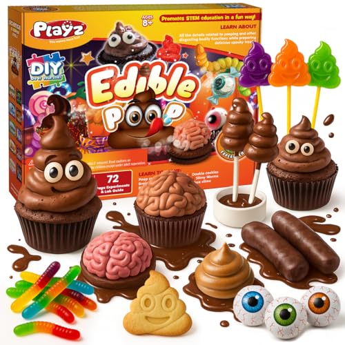 Playz Edible Poo Candy Making Kit for Kids Age 8-12 Years Old with 30+ Fun - style: Edible Poop
