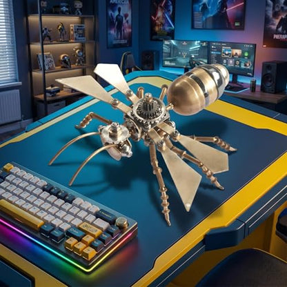 3D Metal Puzzle Mechanical Model Kit Steampunk Bee Insect 150+ Parts 2-3 Hours Build No Glue Screw Assembly Ideal Gift for Hobbyists Men Teens 14+ (Flying Ants) - style: Flying Ants