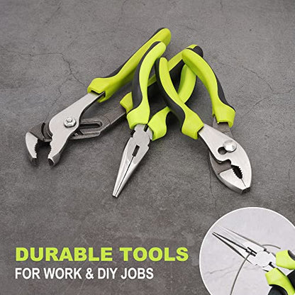 FASTPRO 220-Piece Home Tool Set, Household Repairing Tool Kit, Green - color: Green