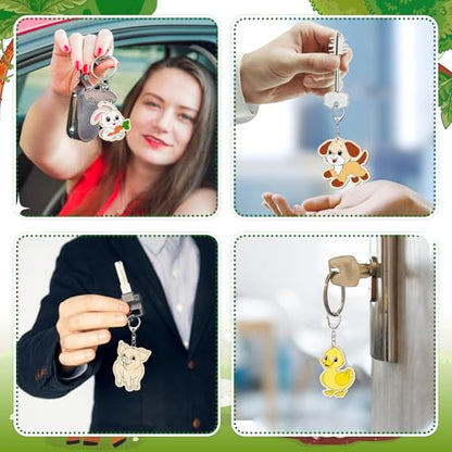 Trnayi 36 Pcs Farm Animal Unfinished Wood Keychain DIY Craft - style: Farm Animals