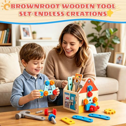 Wooden Toddler Tool Bench with Construction Tools, Screws, Gears & Latches - color: Variedness