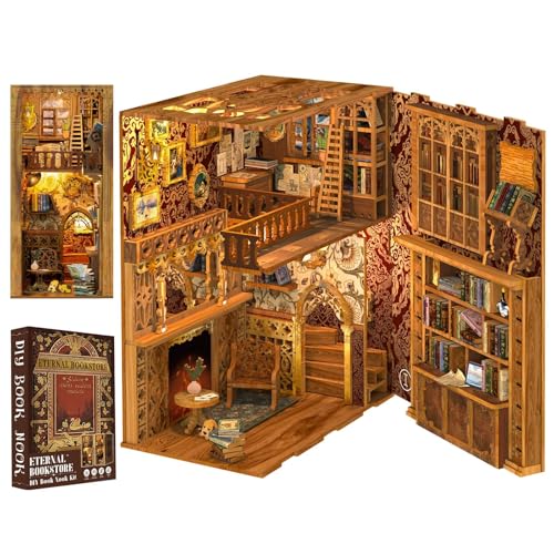 Cutefun Book Nook Kit Library - DIY Miniature Booknook Kit for Adults