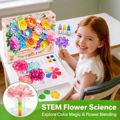 Kiditos Paper Flower Kit, Magic Color Changing Flower Craft Kit for Kids