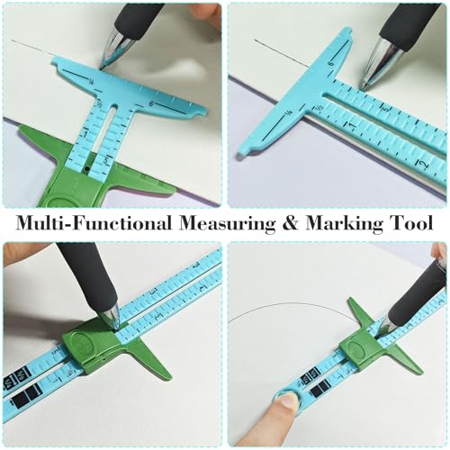 3Pcs Sewing Gauge,Sewing Measuring Tools with Sliding Marker Seam Guide Ruler Include 5-in-1 Hem Gauge Ruler and Metal Sewing Ruler for Knitting Crafting Sewings Hemming Quilting Crafting