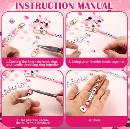 Tondiamo 2823 Pcs Pink Halloween Bead Keychain DIY Craft Making Kit - style: Pink Halloween
