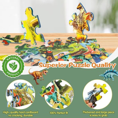 DIGOBAY 70PCS Glow in The Dark Dinosaur Floor Puzzles for Kids Ages 4-8 - style: glow-in-the-dark dinosaur