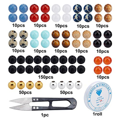 SUNNYCLUE 1 Box Solar System Planet Bead Natural Gemstone Beads 6mm Bulk Multilayer Beading Bracelet Making Kit Lava Rock Loose for Jewelry Making Universe Galaxy Sewing Scissors - color: 6mm Beads Gift Box