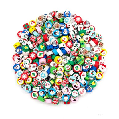 Christmas Polymer Clay Beads, Mixed Charm Spacer Beads for Bracelet Necklace DIY Jewelry Making (Christmas) - color: Christmas