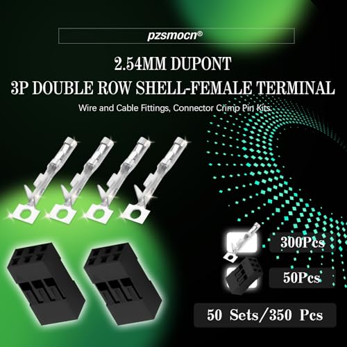 50 Sets / 350 Pieces for Dupont 2.54mm 3Pin Black Female Connector - size: 3-Pin Female, style: Black-Double Row