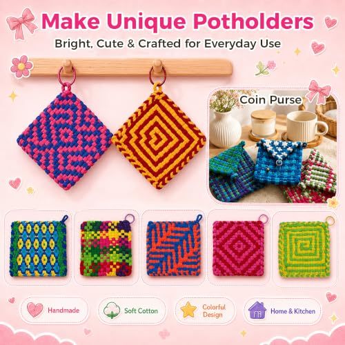 SOOHAOLISS 468PCS Cotton Loops for Potholders 7" with 12 Rainbow Colors - color: 7‘’ 468pcs in 12 Rainbow Colors