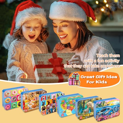 LELEMON Puzzles for Kids Ages 4-6,6 Pack 100 Piece Puzzles for Kids Ages 4-8 in a Metal Box,Educational Jigsaw Puzzles Puzzle Games Puzzle Toys for Girls and Boys - color: 100 Piece 6 Pack 2)