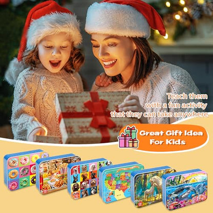 LELEMON Puzzles for Kids Ages 4-6,6 Pack 100 Piece Puzzles for Kids Ages 4-8 in a Metal Box,Educational Jigsaw Puzzles Puzzle Games Puzzle Toys for Girls and Boys - color: 100 Piece 6 Pack 2)