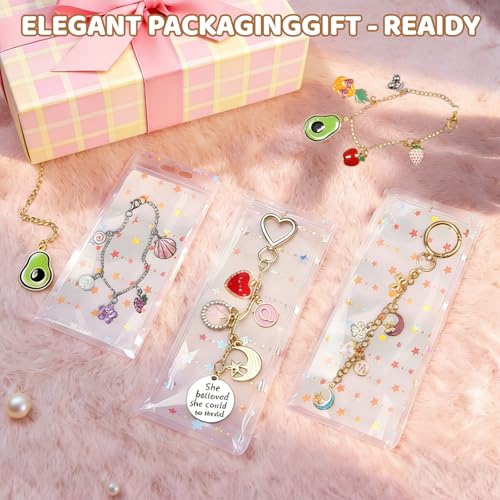 Grnheat 700 Pcs Charms Lip Gloss Keychain Making Kit - DIY Craft with Charms - Key Chain Hooks, Jump Rings, Lobster Clasps, Chains & Tools, Bag Charm Kit - Keychains Make Supplies - color: Light pink