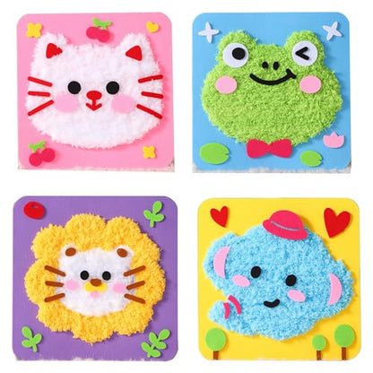 PupuMiao Sewing Kit for Kids DIY Embroidery Sewing Kit Cute Animal Sewing Projects Easy Crafts with English Instructions, Perfect for Beginners, Girls Boys Ages 4-12 (Kitty+Frog+Lion+Elephant) - color: Kitty+Frog+Lion+Elephant