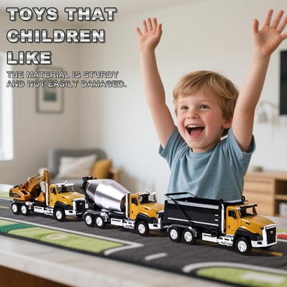 AIUAZA 1/50 Ratio die-Casting Engineering Construction Vehicle, Dump Truck, Excavator, Mixer, Alloy Collection Model car, Boy's Door Opening Pull Back car Toy (Dump Truck) - color: Dump Truck