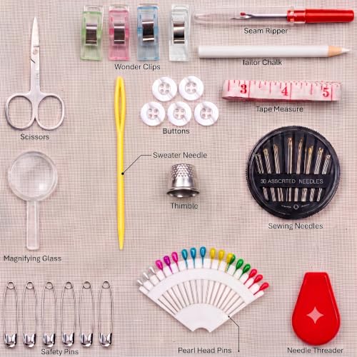 94-Piece Travel Sewing Kit for Adults & Kids, Small Needle & Thread Kit