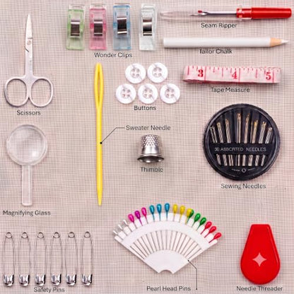 94-Piece Travel Sewing Kit for Adults & Kids, Small Needle & Thread Kit